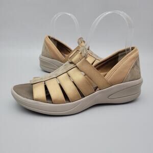 BZees Frenzy Bronze Metallic Fisherman Open Toe Wedge Sandals Shoes Size 6.5